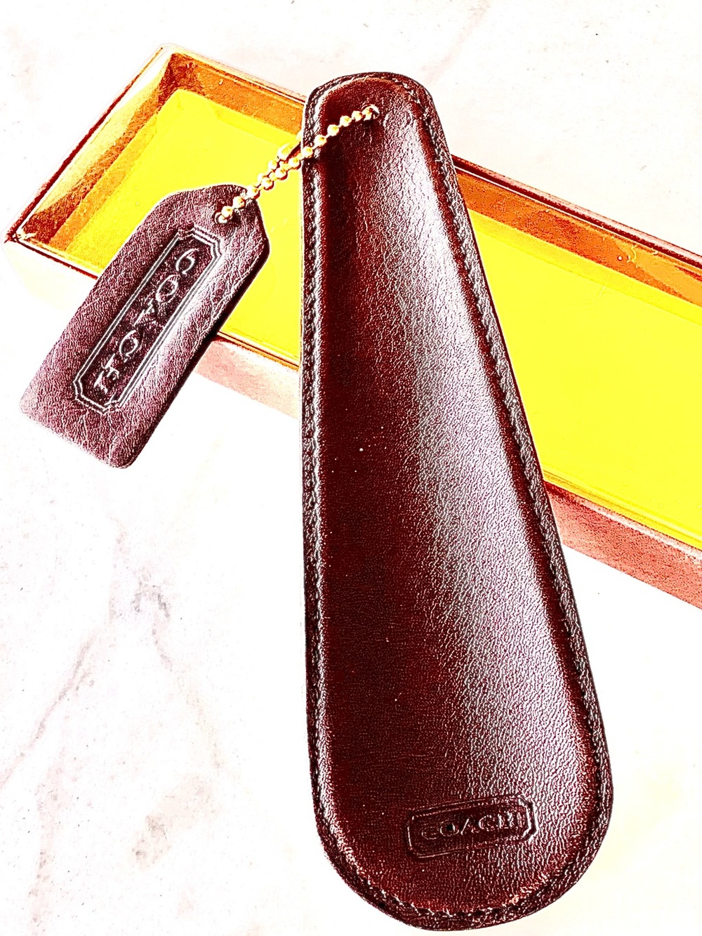 Coach Brown Leather Shoe Horn with Branded Tag VINTAGE HERITAGE 90’s